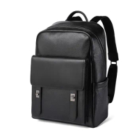 Genuine Leather Men Backpack Travel Shoulder Bag College School Backpack Full Leather Large Capacity Men's Laptop Backpacks