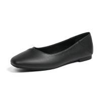 Professional Work Shoes, Soft Leather, For Women, Aviation Technician, Square Toe, Flat Leather Shoe