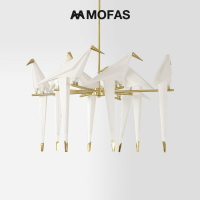 MOFAS后現代輕奢餐廳客廳臥室燈具北歐個性創意千紙鶴小鳥餐吊燈