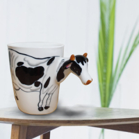 3D動物造型手繪風陶瓷杯350ml