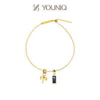 YOUNIQ Destiny September Birthstone Rectagular 18K Gold Titanium Bracelet Necklace Customise Charm B
