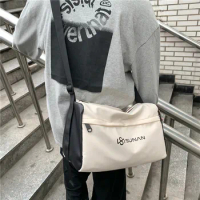 Men Nylon Crossbody Bag Fashion PU Leather Sports Backpack Women Shoulder Tote Bag Student Large Capacity Casual Shipping Bag