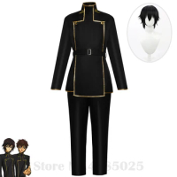 Halloween Anime Cosplay Costume Wig Full Outfit Code Lelouch Role Play Clothes Geass Vi Britannia Uniform Men Black Coat Pant