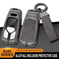 Zinc Alloy Car Key Case Shell Cover For Audi A1 A3 A4 A5 A6 A7 A8 B9 Quattro Q3 Q5 Q7 TT TTS 8S 2009-2019 Car Key Accessories