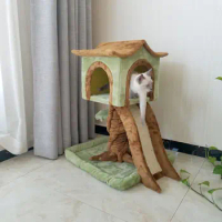 Wooden Cat Climbing Frame, Nest Cat Tree, Pet Tree House, Claw Grinding Board, Pet Supplies