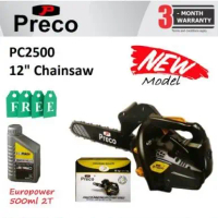 Preco 2500 12” Chainsaw with 500ML 2T x 1 Bottle New Model