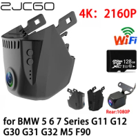 ZJCGO 4K 2K Car DVR Dash Cam Wifi Front Rear Camera 2 Lens 24h Parking Monitor for BMW 5 6 7 Series G11 G12 G30 G31 G32 M5 F90