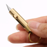 2020 MINI Brass Pocket Knife CS Go Push Key Knife Self-defense Gun Bolt Knife Folding Knifes Pocketknife EDC Camp Survival Tool