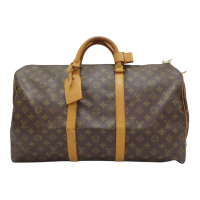 LOUIS VUITTON LV 路易威登 棕色 原花 帆布 Keepall 50 手提包 M41426 【二手名牌BRAND OFF】
