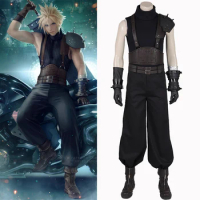Final Fantasy VII Remake Cloud Strife Cosplay Costume Game FF7 Cloud Strife Black Uniform Men Halloween Outfit