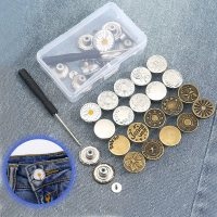 Detachable Jeans Buttons Set of 10/20 Pieces Random Style Seamless Buttons Adjustable Metal Buttons