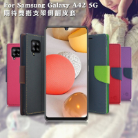 台灣製造 MyStyle Samsung Galaxy A42 5G 期待雙搭支架側翻皮套
