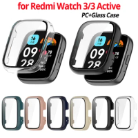 50PCS Case for Redmi Watch 3 Active Watch Screen Protector Case Hard PC Bumper Tempered Glass Film for Redmi Watch 3 Protective