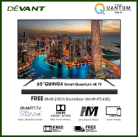 DEVANT 65QUHV04 65 inch Ultra HD (UHD) 4K Quantum Smart TV - Netflix, YouTube and FREE Soundbar and Wall Bracket
