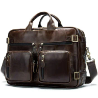 High Class Italian Genuine Leather Men Briefcase Business Bag Male 15.6" Laptop Office portfolio Tote Shoulder Messenger