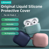 USAMS Silicone Protective Earphone Cases For Apple AirPods 3 2021 Shake-proof Anti-fall Earbuds Cover Case With Anti-lost Hook
