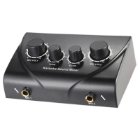 3X Portable Dual Mic Inputs Audio Sound Mixer For Amplifier &amp; Microphone Karaoke Ok Mixer Black Eu Plug
