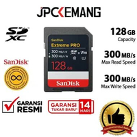 JPC KEMANG Sandisk SDXC Extreme Pro 128GB UHS-II 300MB/s Sandisk SDHC 128 GB Memory Card GARANSI RES