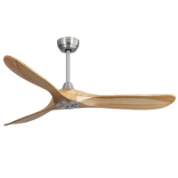 60 Inch Decorative Solid Wood Ceiling Fan With 6 Speed Remote Control Reversible DC Motor For Home