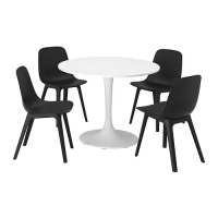 DOCKSTA/ODGER 餐桌附4張餐椅, 白色 白色/碳黑色, 103 公分