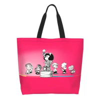 Kawaii Printed Mafaldan Quino Comic Book Tote Shopping Bag Reusable Canvas Shoulder Shopper Handbag