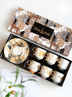 【送禮優選】復古小奢華土耳其咖啡杯碟茶具禮盒送禮 花茶杯濃縮咖啡杯6件套裝
