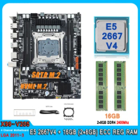 X99 Motherboard kit with Intel Xeon E5 2667 V4 CPU DDR4 16GB (2*8GB) 2400MHz Four Channel RAM Set E5 2667V4 Computer Motherboard