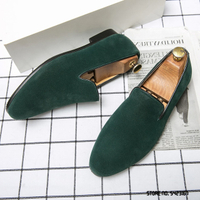 Novel Designer Suede Green Brwon Black Pointed Wedding Oxford Shoes Men Casual Loafers Formal Dress 