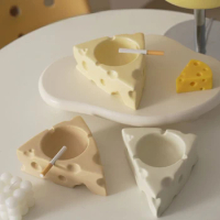 Ceramic Ashtrays Cartoon Cheese Shapes Triangle Cheese Cute Tabletop Ashtray Cigar Accessories Tabletop Storage Container