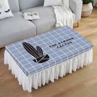 格子茶幾桌布套罩防水防塵簡約北歐網紅長方布藝蕾絲客廳家用蓋布