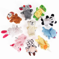 10Pcs/Lot Child Cartoon Animal Finger Puppet Plush Toy On Fingers Biological Children Baby Doll Kids Educational Hand Puppets To