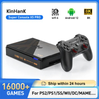 Kinhank Super Console X5 PRO Retro Video Game Consoles Plug and Play 4T with 16000 Games for PS2/WII/SS/DC/N64 Android 12 TV Box