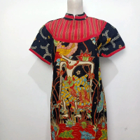 Dress Batik Mix Lurik Motif Wayang