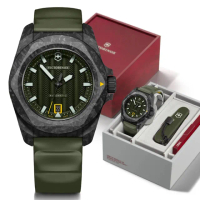 【VICTORINOX 瑞士維氏】I.N.O.X 碳纖維 ISO防震 200米機械錶-綠41mm(VISA-242021.1 附瑞士刀)