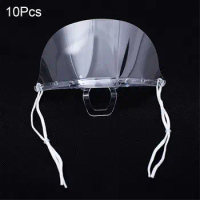 10pcs Transparent Safety Face Shield Transparent Splash Shield Reusable Face Mask Mouthpiece Universal Face Shield Oil Splash