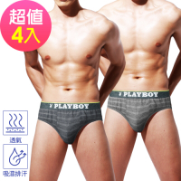 男內褲 PLAYBOY 韓系輕時尚條紋三角褲(4件組)