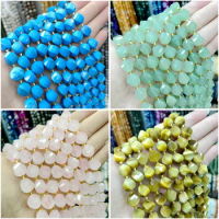 2024 New 8-10MM S-shaped Faced Button Beads Natural Lapis lazuli Tiger Eye Turquoise Spacer Beads DIY Bracelet Necklace Jewelry