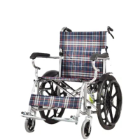 Folding manual wheelchair portable lightweight wheelchair for the elderly 20 inch self-propelled solid tires.