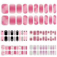 20pcs Gel Nail Sticker Long Lasting Full Cover Gel Nail Sticker Glitter Adhesive Art Decals Strips Nail Files For Holiday