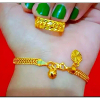 GELANG TIKAR FREE CINCIN TITANIUM GELANG RANTAI EMAS IMITASI PERHIASAN FASHION JEWELRY ANTI LUNTUR