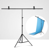 T-shaped Background Photography Backdrop Stand Adjustable Support System Photo Studio for Non-Woven Muslin Backdrops With Clip