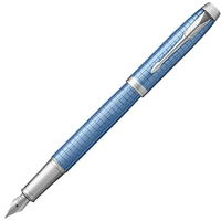 PARKER 派克 新IM高尚經典豪華系列 鈦藍格紋白夾 F尖 鋼筆