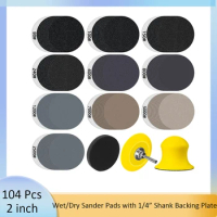 2 Inch Sanding Discs 80-7000 Grits Wet/Dry Sandpaper with 1/4” Shank and Hook &amp; Loop Buffer Pad for Drill Grinder Rotary Tools