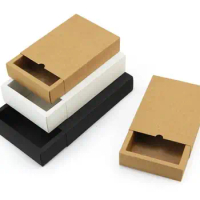 Kraft Paper Box Black White Paper Drawer BoxTea Gift Underwear Biscuit Packaging Carton Can Be Customized 28x14x5cm Wholesale