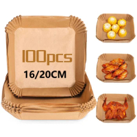 100Pcs Air fryer Baking Paper for Barbecue Plate Round Oven Pan Pad 16/20cm AirFryer Oil-Proof Disposable Paper Liner