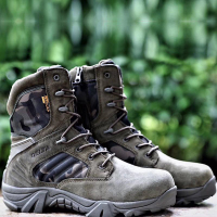 รองเท้าเดินป่า Delta High Top Army Boots   รองเท้าฝึกรองเท้ายุทธวิธีหนังกองกำลังพิเศษรองเท้าทะเลทรายกลางแจ้งขายส่ง