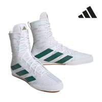 【adidas 愛迪達】BOX HOG 4 拳擊鞋 白綠(拳擊 泰拳 對打 自由搏擊 沙包練習)