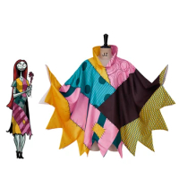 Nightmare Cosplay Christmas Sally Cosplay Costume Unisex Sally Printed Stand Collar Cloak Halloween Carnival Cape Outfits