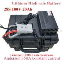 100v 20Ah 28S lithium battery DC 110v high rate cells 20C 350A 400A BMS nmc lipo crazy cart waterproof powerful + 3A charger
