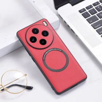 For Vivo X100 Pro X90 Pro Plus Magsafe Magnetic Phone Case For Vivo S18 Pro V29 Wireless Charging Magsafing PU Leather BackCover